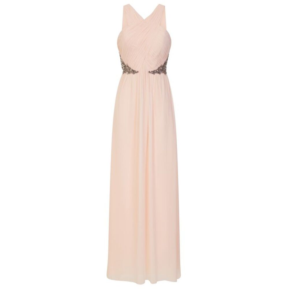 Little Mistress Womens/Ladies Ruched Pleated Maxi Dress / Nude